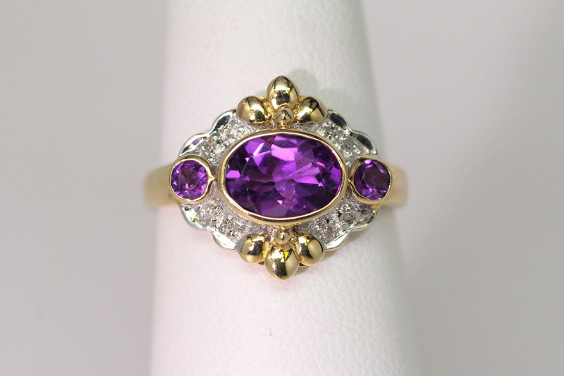 10K Oval Natural Amethyst Ring Gold Co Jewelry