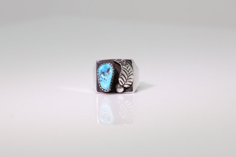 Sterling Silver Turquoise Feather Ring