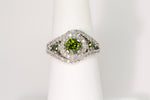 14K Round Green Diamond Ring