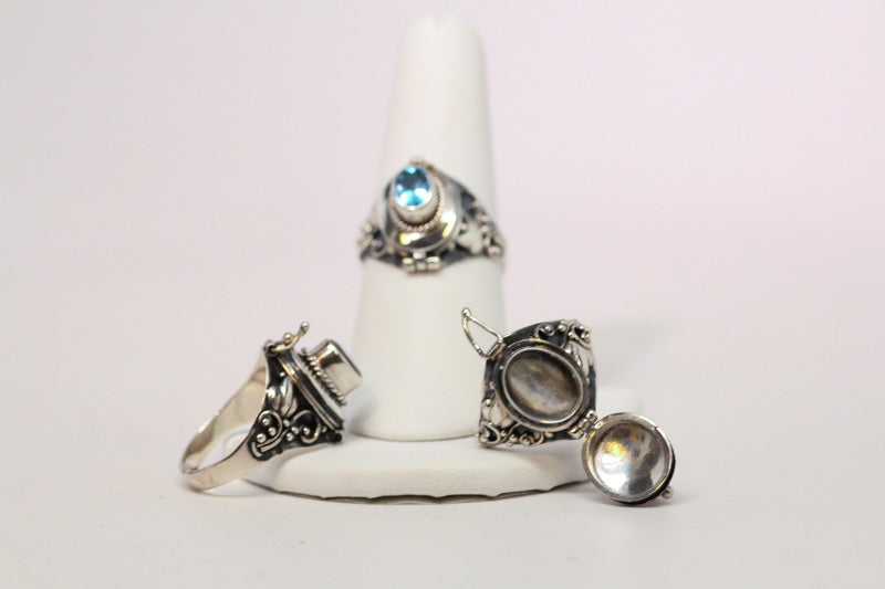 Sterling Silver Poison Ring w/Gemstone