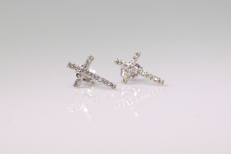 10K Diamond Cross Post Earrings